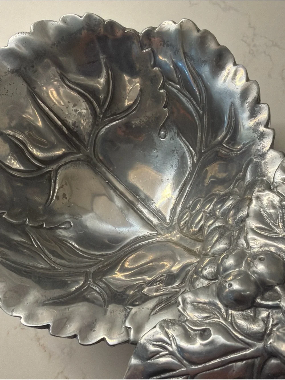 Vintage 2005 Arthur Court Grape Pattern 3 Part Relish/Dip Tray W/handle,  VGUC